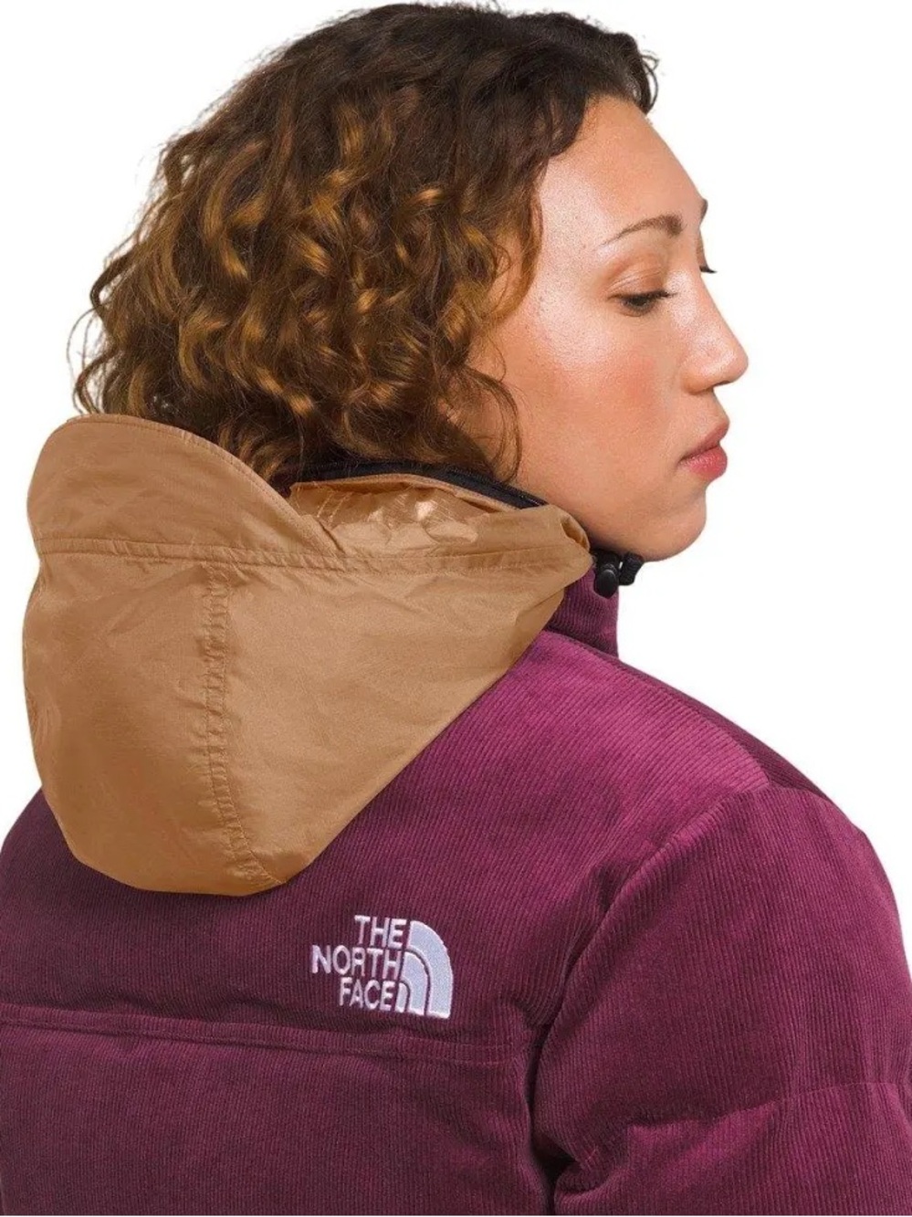 The North Face Women's 92 Reversible Corduroy Nuptse Jacket in Boysenberry - Picture 3 of 6